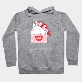 Cute white rabbit sticker, Valentines day, Cute sticker, Kawaii rabbit, Pink sticker, Love sticker Hoodie